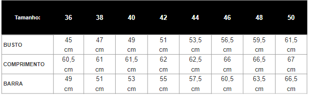 Tabela de Medidas