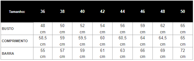 Tabela de Medidas