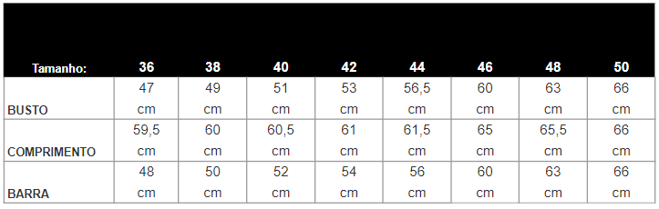Tabela de Medidas